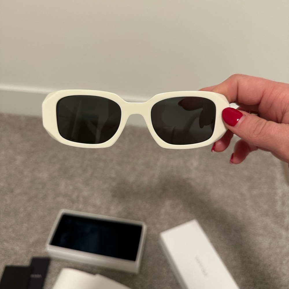 Prada White Rectangular Sunglasses - image 1